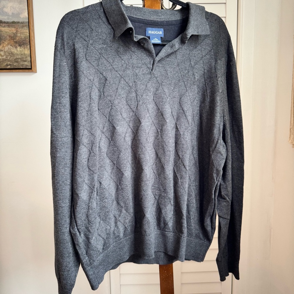Haggar Men's Charcoal Crewneck Sweater